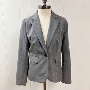 Preppy Classic Nerd BANANA REPUBLIC Pinstripe Gray Blazer SZ 6 Casual Academia